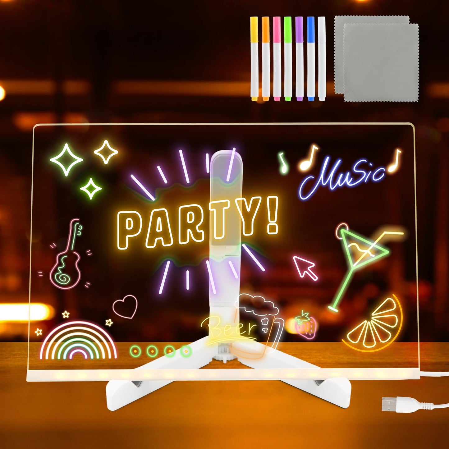 Pizarra LED USB + Marcadores Acrilica